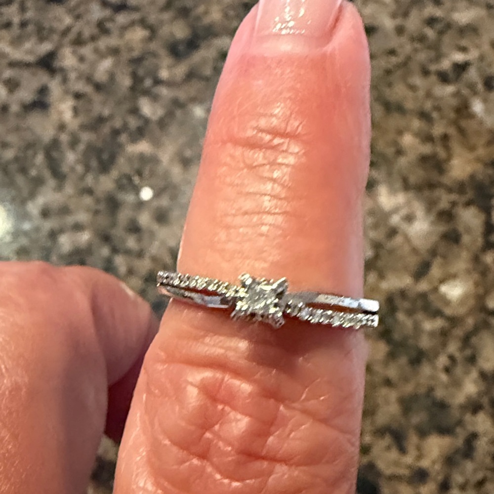 Diamond sterling silver promise ring